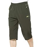 Rdruko Men’s Outdoor Sports Hiking Cargo Shorts Quick Dry Lightweight Capri 3/4 Cropped Pants