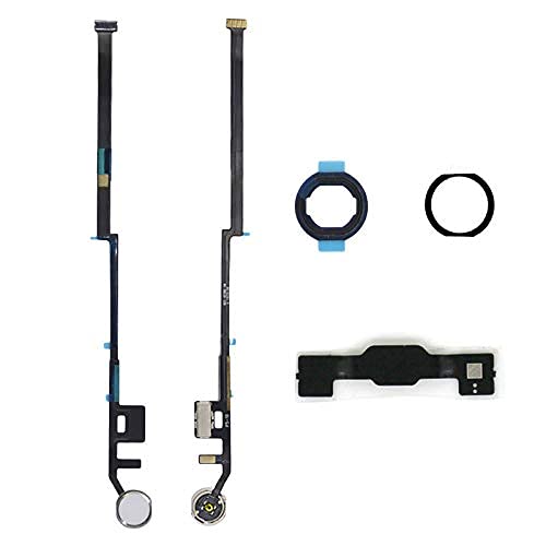 Dedyel Home Button Replacement for iPad 7 7th Gen 10.2" 2019 (A2197 A2198 A2200), iPad 8 8th Gen 10.2" 2020 (A2270, A2428, A2429, A2430) Incl Flex Cable Connector (White Silver Ring)