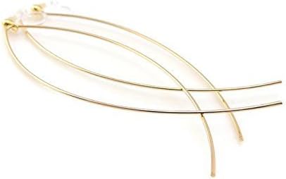 Invisible Clip On Gold-Tone Dangle Earrings for Non-Pierced Ears, Long Thin Wire Threader Style