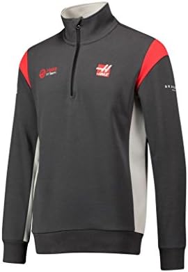 Haas American Team Formula 1 Gray Men's Team 1/2 Zip Sweatshirt Jacket (Medium)