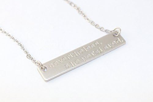 Nevertheless She Persisted Silver Bar Necklace - Resistance Jewelry - Political - Feminist