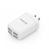 Yoobao US Portable 4 Port USB Wall Charger Power Adapter Multi-port Travel Charger Plug for iPhone X/8 Plus/8, iPad, Samsung Galaxy, Nexus 6P/5X, and Most Digital Devices - White