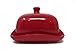 Porcelaine Butter Dish With Lid For East West Butter Great For Kitchen Storage & Decor or Gift Idea by Ashes To Beauty (Red)