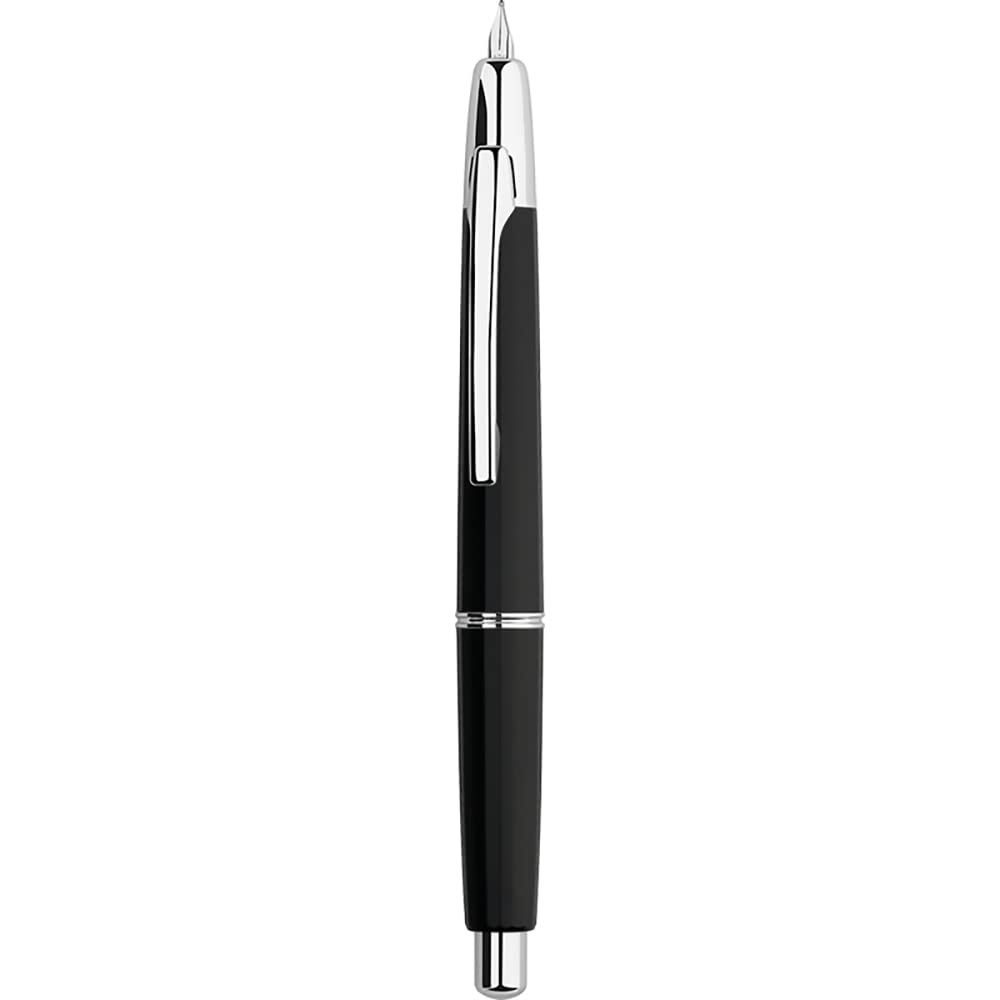 erofa Majohn A2 Press Fountain Pen Extra Fine Nib with Box, Retractable Black Resin Ink Pen with Converter Writing Pen Set (Silver Clip Version