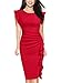 Miusol Women's Business Retro Ruffles Slim Cocktail Pencil Dress (Small, Red)