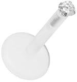 A-Tiny Lip Ring-1.5mm Clear Round BioPlastic Labret Stud 18g-16g-Monroe Piercing Jewelry-Tragus Earring