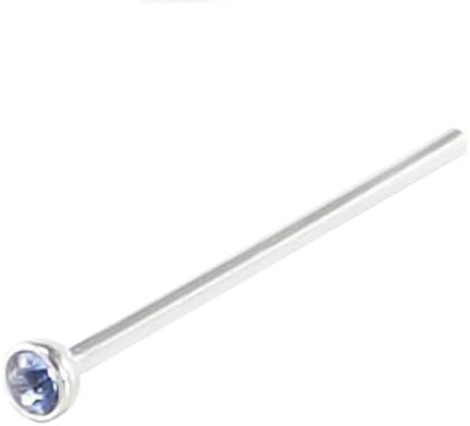 Light Sapphire Crystal gem Extra Long Nose pin 0.8 mm x 16 mm with 2 mm gem Bend Yourself