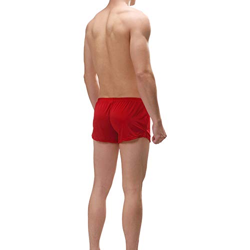 KAMUON Men's Sexy Breathable Built-in Pouch Boxers Underwear Lounge Sleep Shorts (US L = Asian Tag 2XL : Waist 36"-38", red) - Thumbnail 3