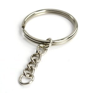 Metal Split Keychain Ring Parts - 50 Key Chains with 25mm Open Jump Ring and Connector - Make Your Own Key Ring