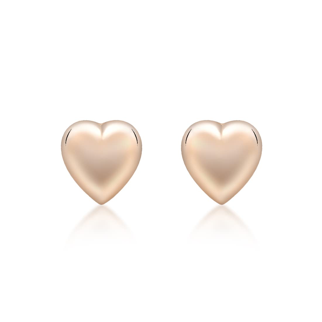 CARISSIMA Children's 9 ct Rose Gold 6.9 x 7.2 mm Puffed Heart Stud Earrings