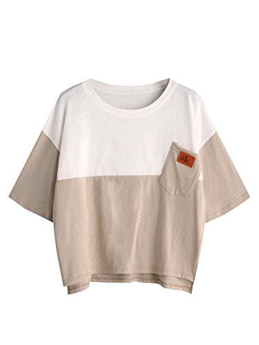 Sweatyrocks women s color block half sleeve high low ca…