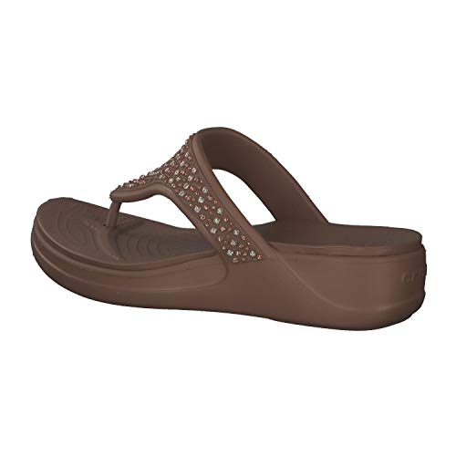 Crocs Monterey Embellished Wedge Flip Flops Sandals for Women, Bronze