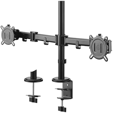 Brazo Universal para Dos monitores One For All para Pantallas de 13" a 32" - VESA 75/100 mm - Ajuste de Altura - Inclinación (90°), Giro (180°) y rotación (360°) - Peso máximo: 8 kg - Negro (DM2210)