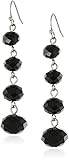 1928 Jewelry Classic Black Graduated Beaded Linear Drop Earrings