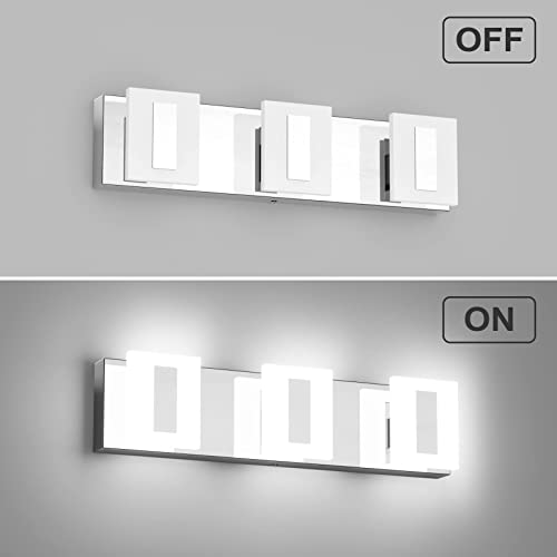 Ralbay 3Light Modern LED Vanity Lights for Bathroom, Acrylic Stainless
