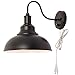 Kingmi Wall Lamp Dimmable Wall Sconce Black Industrial Vintage Farmhouse Wall Sconce Lighting Gooseneck Wall Light Fixture with Plug in Cord and On Off Toggle Switch for Bedroom Nightstand