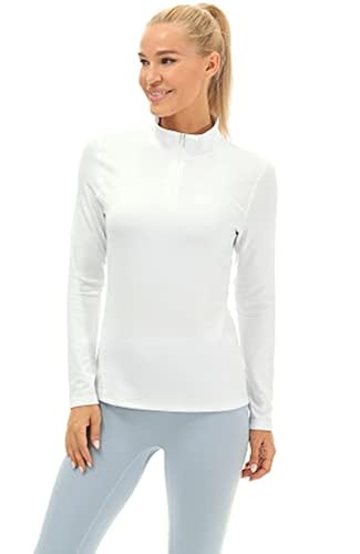 icyzone Athletic Quarter Zip Fleece Pullover for Women, Workout