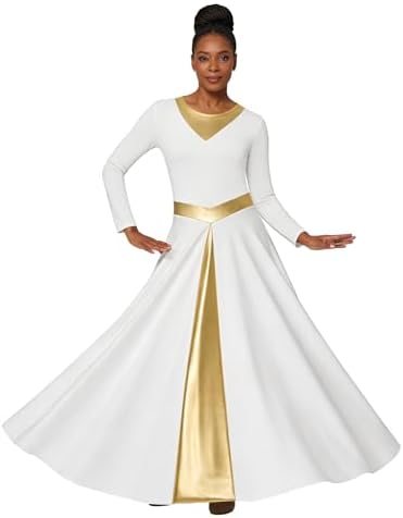 danzcue praise full length long sleeve dance dress Amazon.com: Danzcue Praise Loose Fit Full Length Long Sleeve Dance Dress, White, SA, 8-10 Child Bundle : Clothing, Shoes & Jewelry