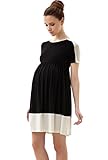 Momo Maternity Colorblock Skater Dress - Black S