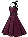 DRESSTELLS 1950s Dress for Women, Vintage Pinup Homecoming Cocktail Party Dress for Teen, 50's Formal Halter Wedding Tea Dress, Retro Rockabilly Audrey Hepburn Swing Dresses Burgundy Black XS