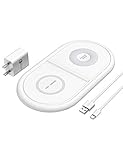 Seneo Dual Fast Wireless Charger, Standard Charge for New Airpods/Galaxy Buds, 10W Qi Wireless Phone Charging Pad, Compatible iPhone X/Xs Max/XR/8/Galaxy S10/S9/Note 9 (with QC 3.0 Adapter)-White