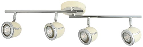 LED Retro Adjustable Eyeball Black &Chrome Ceiling Spotlight (Beige & Chrome, 4 Lights)