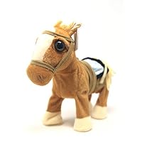 INCHOI JOYSAE Kids Walking Pony Walk Along Toy Stuffed Plush Pony Toy, Realistic Walking Actions with Horse Sounds and Music (Battery Operated)