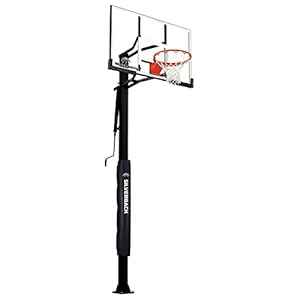 Silverback 60″ In-Ground Basketball System with Adjustable-Height Tempered Glass Backboard and Pro-Style Breakaway Rim