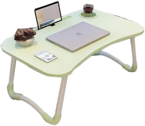 Perfect Pricee Foldable Wooden Laptop Desk for Bed (Walnut Black) (Light Green)