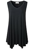 Lanmo Womens Tunic Plus Size Long Flowy Tank Top V-Neck Loose Basic T Shirt