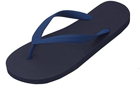 Hipper Women's Top Quality Soft Comfortable Rubber Flip Flop Thong Sandal (8 B(M) US, Blue Strap+Navy Blue Insole)