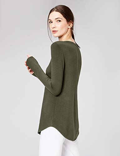 AMAZON ESSENTIALS WOMEN’S SUPERSOFT TERRY REGULAR-FIT LONG-SLEEVE SHIRTTAIL HEM SHIRT (PREVIOUSLY DAILY RITUAL), OLIVE, X-SMALL