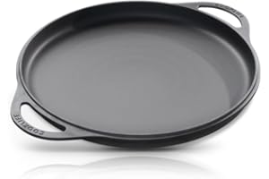 COOKLIFE 12 Inch Lightweight Pre-Seasoned Cast Iron Griddle with Cleaning Kit - Smooth Polished Surface, Easy to Clean Cast I