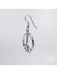 Símbolo de la paz Dangle arete Color Plateado Pulido Acabado peltre