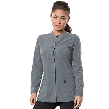 Landau Lynx Womens Snap Front Versatec Warm Up Solid Scrub