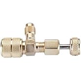 C&amp;D CD2080 Large Thumb Screw core Depressor w/Back seat to Hold Gas in Hose, Coupler attaches to 5/16" m. Flare with 1/4" m. Flare Access Port
