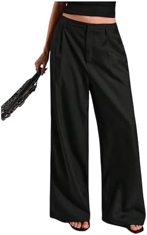 GORGLITTER Women's Dress Pants Low Rise Wide Leg Trousers Business Casual Work Dressy Low Waisted Straight Slacks Pants Black X-Small at Amazon Women's Clothing store GORGLITTER Women's Dress Pants Low Rise Wide Leg Trousers Business Casual Work Dressy Low Waisted Straight Slacks Pants Black X-Small at Amazon Women's Clothing store