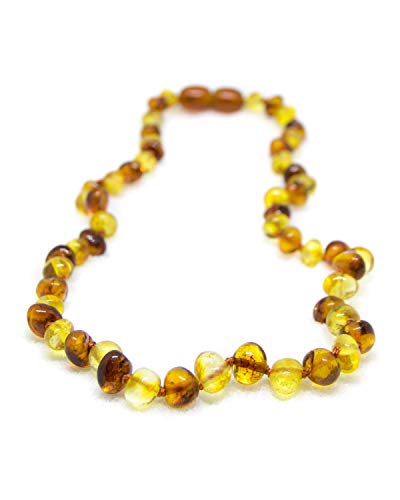 The Art of Cure Original Baltic Amber Teething Necklace- Polished Organic & Handmade (1x1) for boy or girl - 12.5 Inches size - Thumbnail 6