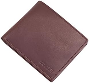MOUSSI Men's Genuine Leather Bifold Wallet with Coin Pocket, 2 Bill Sections &amp; Card Slots