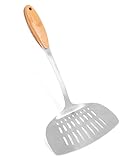 Internet’s Best Stainless Steel And Bamboo Slotted Spatula | Extra Wide | Kitchen Turner Fish Grilled Cheese | Wooden Handle | Cooking Baking Flipping Grilling Frying Pancake Spatula