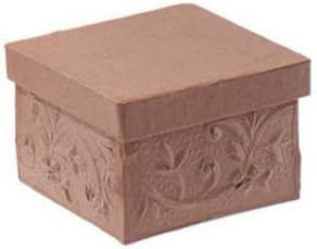 Factory Direct Craft Handcrafted Paper Mache Square Embossed Boxes - 12 Boxes