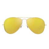 Retro Polarized Aviator Sunglasses Flash Tinted Lens Eyeglasses for Women Men UV400 (Gold Alloy / Polarized Yellow)