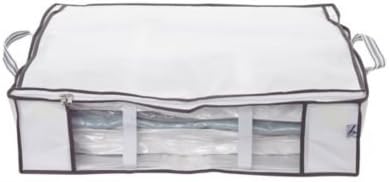 Lakeland Vacuum Clothes and Duvet Storage Tote Bag - 50L Underbed Stores Double Duvet & 4 Pillows, White