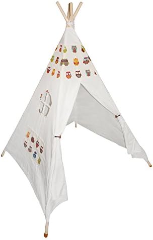 Teyaa Cotton Canvas Kids Teepee Indoor Indian Play Tent Outdoor Playhouse for Children (Owl Print)