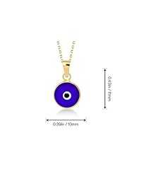 Gelin - Collar con colgante de oro macizo de 14 quilates, color azul oscuro, protección de los ojos del mal de la mujer, cadena de joyería fina certificada, regalo para novia, 18.0 in