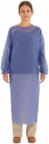 Chemical Resistant Sleeve Apron, Blue, 54" Length, 56" Width, Vinyl/PVC Material, EA 1