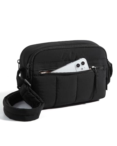 bagsmart Crossbody Bags for Women, 2.4L Anti Theft RFID Blocking Mini Puffy Cross Body Purse Shoulder Handbag for Travel Daily Hiking