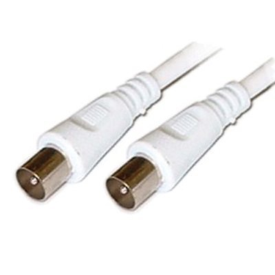 Aptii Coaxial TV Aerial Cable Plug to Plug Fly Lead White 2m
