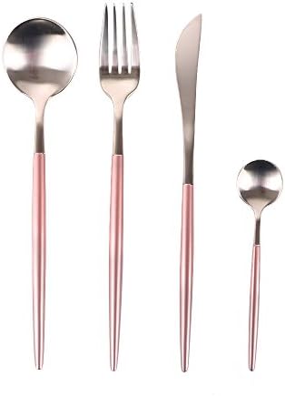 Richday Stainless Steel Flatware Set for Home Kitchen Restaurant Hotel (Pink+ Silver)