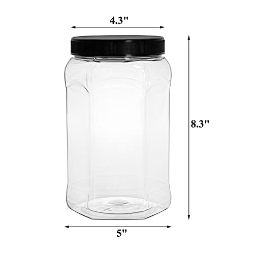 Okllen 4 Pack 70 FL Oz Clear Plastic Jars with Lids, Empty Storage